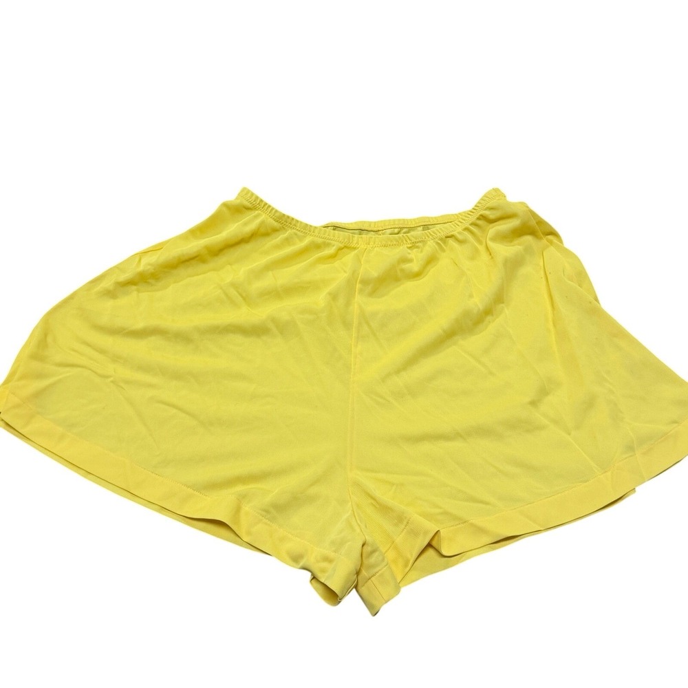 Vintage Sears Yellow Tap Shorts Elastic Waist Wide Leg USA Made Size 34